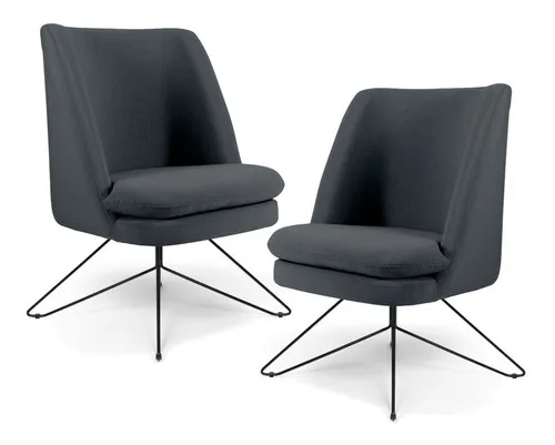 Kit de 2 sillones decorativos Orby Pérsia Suede Domi Grey, diseño de tela lisa