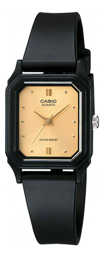 Reloj Mujer Casio Lq-142e-9 Analogo Negro / Color Del Bisel Dorado Color Del Fondo Dorado