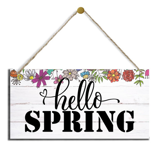 Letrero Madera Primavera «hello Spring» Placa Decorativa