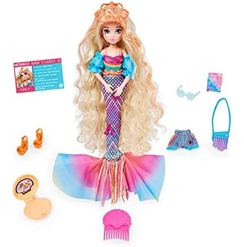 Mermaid High, Finly Deluxe - Muñeca De Sirena Y Accesorios 