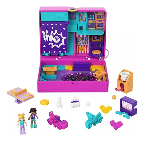 Muñecas Polly Pocket + Sala De Juegos Juegos Race & Rock