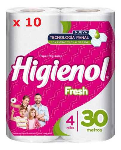 Bolson X 10 Higienol  Fresh Aloe 4 Rollos X 30 Mt Export /