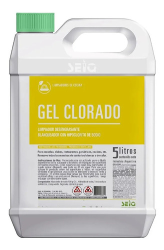 Imagen 1 de 4 de Gel Clorado Lavandina En Gel Desinfectante Bidon 5 Lts Seiq