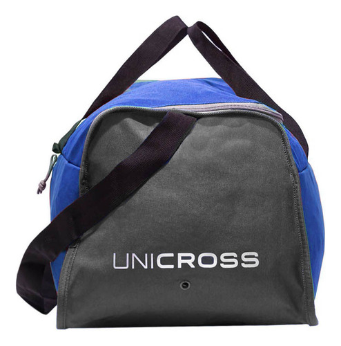 Bolso Plegable Unicross Amplio Poliester Gris Con Azul