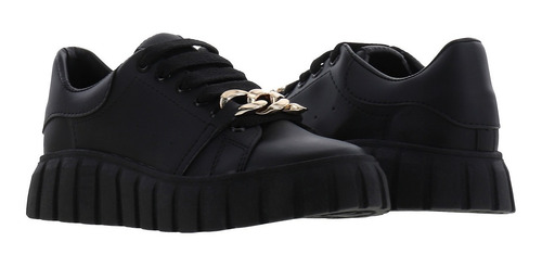 Imagen 1 de 4 de Tenis Sneakers Con Cadena Y Plataforma Chunky Mujer