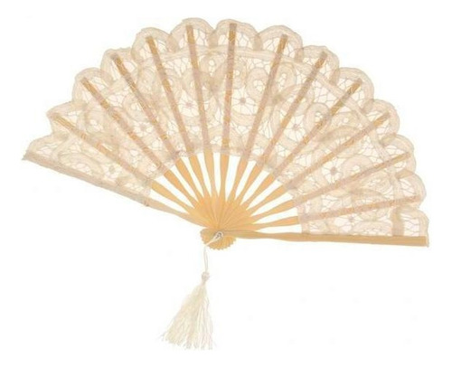 . 10 X Abanico Retro De Baile De Mano Plegable De Encaje De