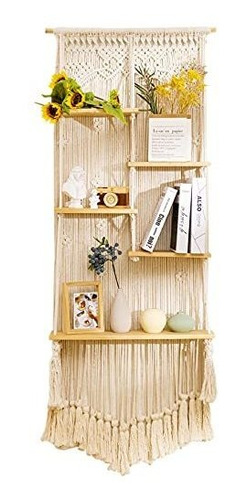 Gran Estante De Pared Macramé (63 In. H X 24 In. W)