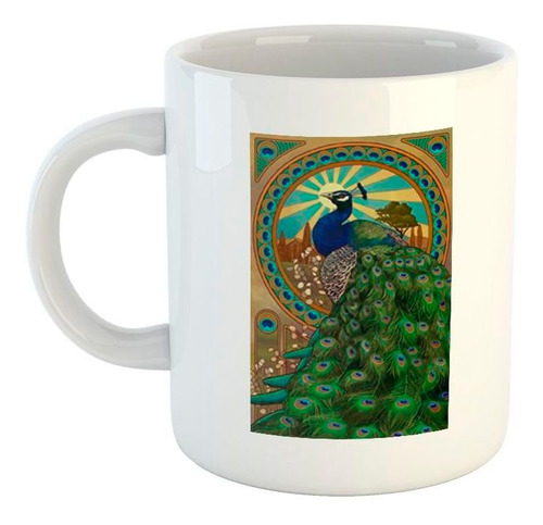 Taza De Ceramica Pavo Real Pintura Art