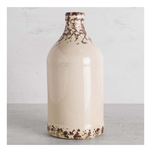 Botellon Beige Decorativo De Ceramica 20 Cm