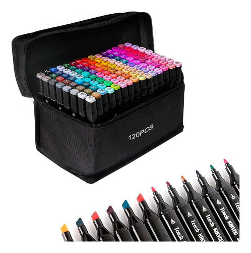 Marcadores Drypens 120 Colores Doble Punta Con Estuche 