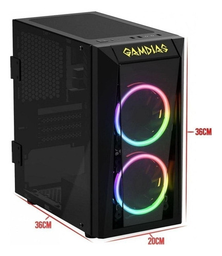 Gabinete Gamer Gamdias Talos E1 Rgb s/ fans Vidro