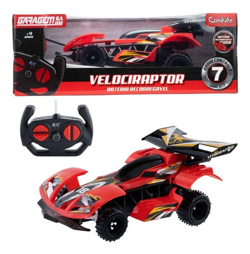 Veiculo Velociraptor Rc 7 Func - Bat Recarregavel - Vermelho