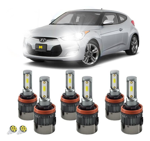 Kit Led Farol Alto Baixo Milha Hyundai Veloster Cancelle