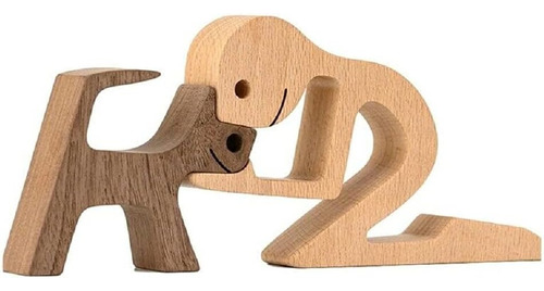 Fhtdw Regalo Único Madera Tallada A Mano Perro Estatua Human