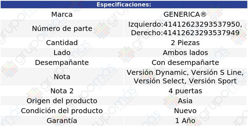 2 Lunas C/desemp Generica Audi A4 Del 2017 Al 2020