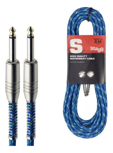 Cable Plug Plug Stagg Sgc6vt Azul Tela  Profesional 6 Mts 
