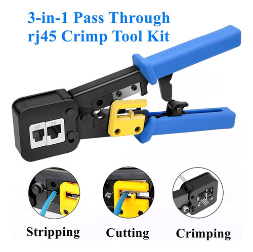 Crimpeadora Rj45 +50 Conectores Cat6 22cm Par Trenzado