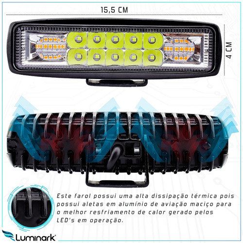 Imagem 5 de 7 de 1 Un Farol Milha Led C/ Strobo 48w Vermelho + Azul Policia