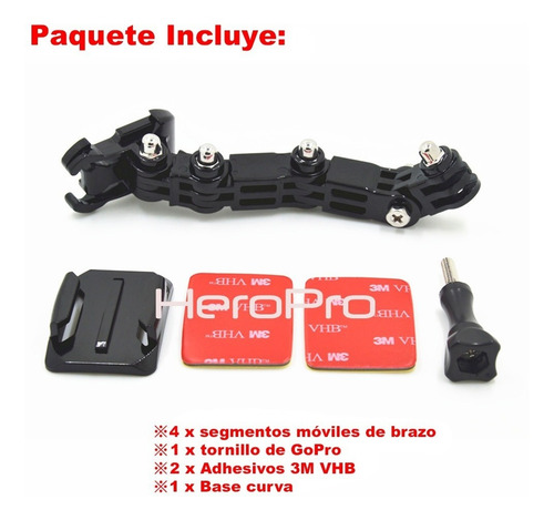 Imagen 3 de 7 de Soporte Casco Moto Frontal Para Gopro Chin Mount 4 Segmentos