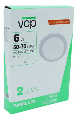 Panel Led 6w Incrustar Embutir Luz Cálida Pack X 5 Certifica