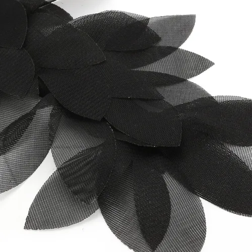 Curations impresa gasa blusa de encaje recortado impresión Negro Xl Nuevo 653-740