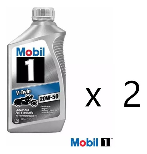 Lubricante Mobil 1 Full Sintético V Twin 20w50 - 2 Cuartos