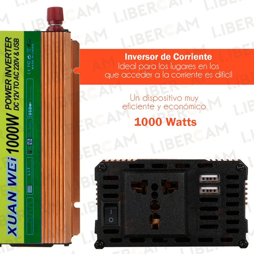Imagen 3 de 10 de Inversor Convertidor 1000 W 12v 220v Pico 2000 W