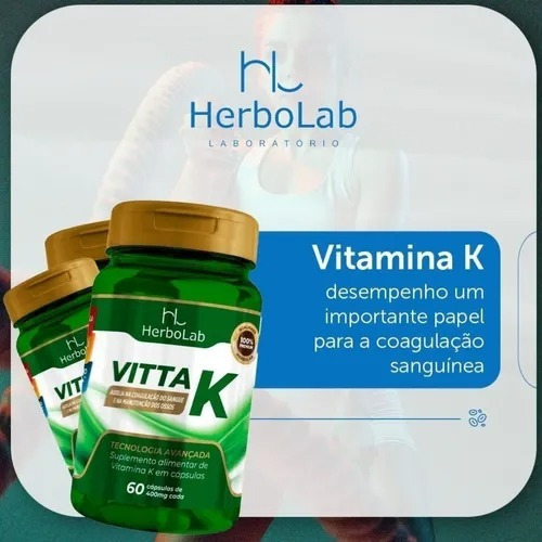Vitta K2 Pura 400mg 60 Cápsulas Sabor Sem Sabor Herbolab