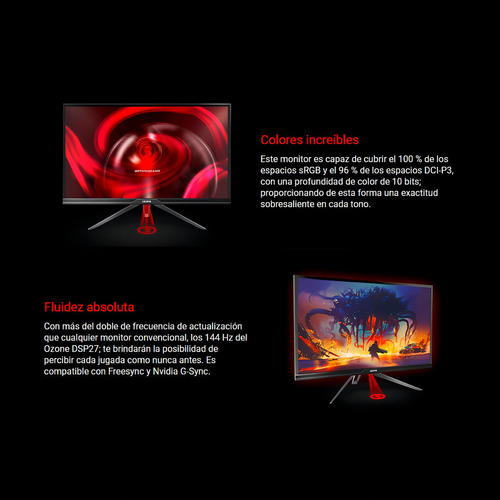 Monitor Ozone Dsp27 Ips 2k Qhd 2560x1440 144hz 1ms Hdmi