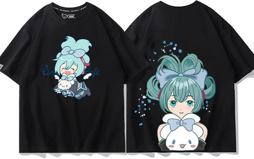 Playera De Manga Corta Del Cantante De Miku And Cinnamoroll