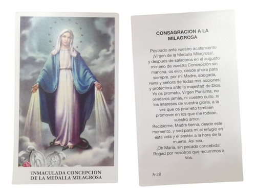 Estampas Virgen Milagrosa Santos Santoral Virgen X 100 Un