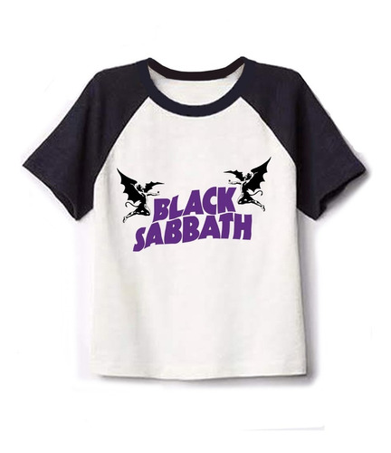 Remera Combinada Black Sabbath ! Rock-metal-niños-