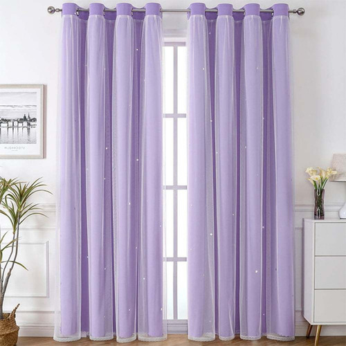 Y 2pzs Cortinas Black Out Decorativas Con Estrellas
