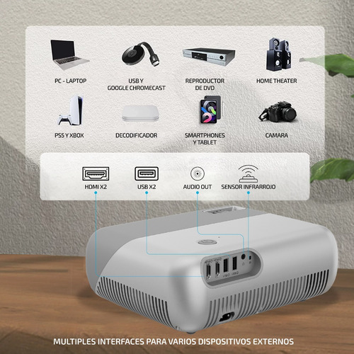 Imagen 4 de 10 de Proyector 7000 Lumenes 1080p Portatil Bluetooth Vivibright