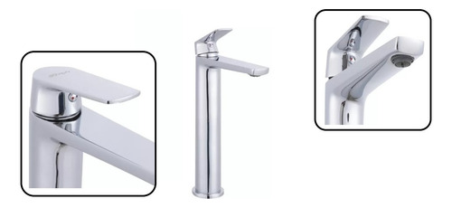 Lavabo Sensi Dacqua de metal cromado monomando con caño alto, color plateado