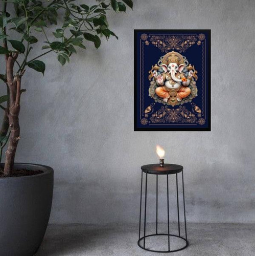 Quadro Decorativo Lord Ganesha 24x18cm - Com Vidro