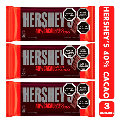 Tableta Hershey's 40% Cacao - Medio Amargo (pack De 3 Uni)
