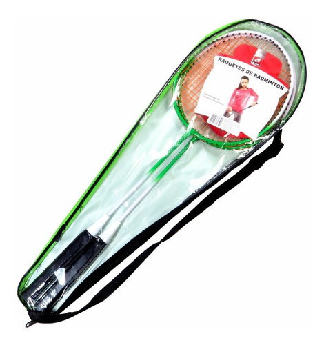 2 Raquetes De Badminton Verde E Branco E Bolsa Raqueteira