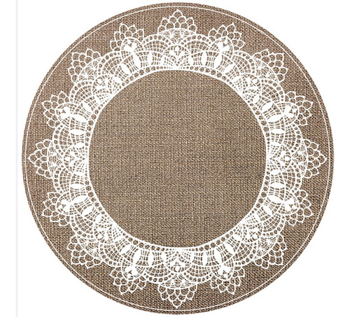 Platos De Sitio Pack Por 20 Uni Arpillera Con Puntilla Marrón Arpillera Con Puntilla.