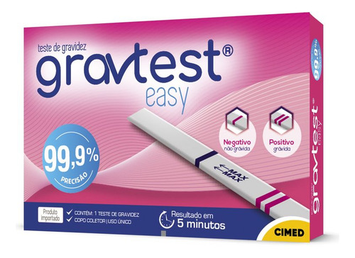 Teste De Gravidez Gravtest Easy Uso Único Resultado Em 5 Min