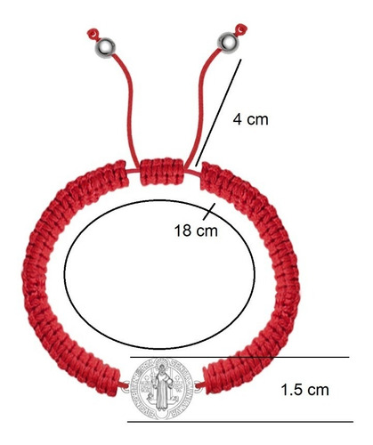 Imagen 3 de 9 de Pulsera Hilo San Benito De Plata Ley .925 Agálea Joyeria