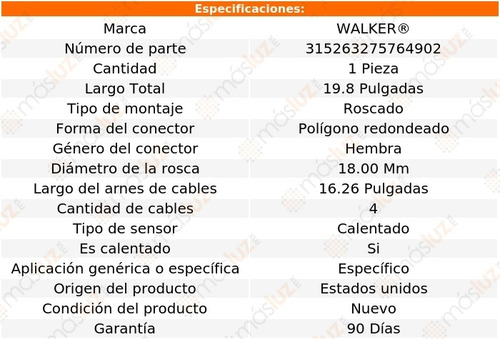 Sensor O2 Ox Honda Accord 2.2l 4 Cil 90/93 Walker