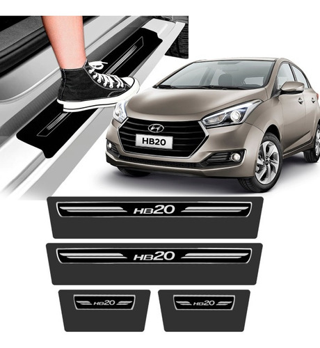 Soleira Hyundai Hb20 2012 A 2021 Protetor De Portas Preto