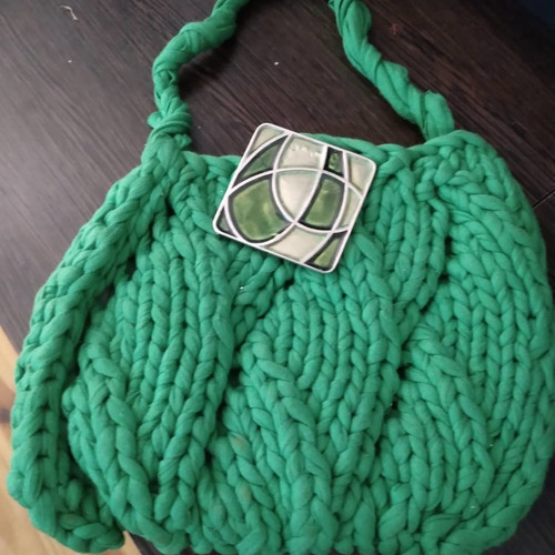 Cartera Verde Tejida Tela 100%artesanal 