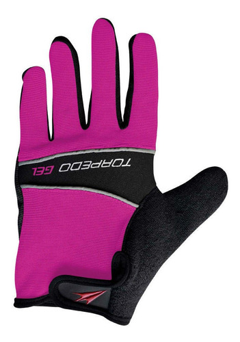 Guante Torpedo Ciclista Gel Largo Negro - Fucsia 