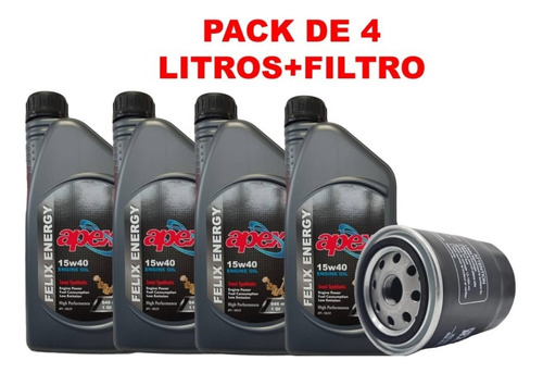 Aceite 15w40 Mineral Marca Apex Pack 4litros+filtro