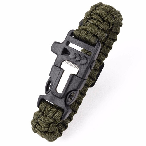 Pulsera Supervivencia Trekking Paracord Pedernal Silbat 4n1