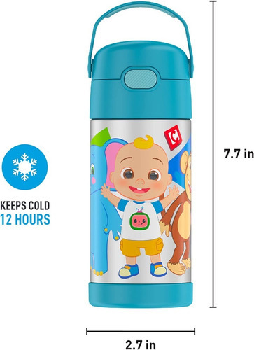 Botella térmica Cocomelon Thermos Funtainer para niños, color azul