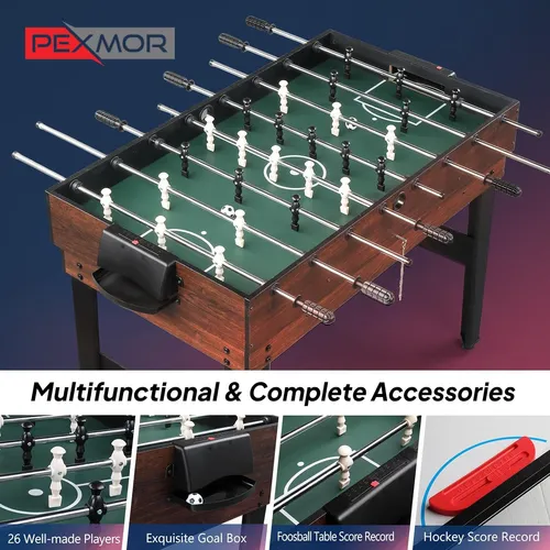 Mesa Multi-juegos Pexmor 6-en-1: Hockey, Futbolín, Billar Y