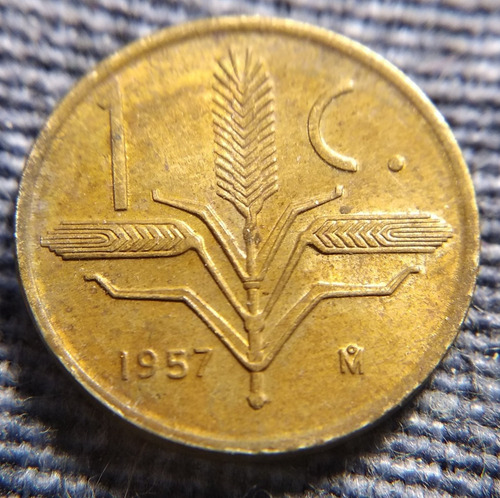 Moneda Un Centavo Espiga 1957, En Bronce 16mm. (Usado)